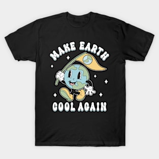 Earth Day Make Earth Cool Again Retro Mascot Statement T-Shirt